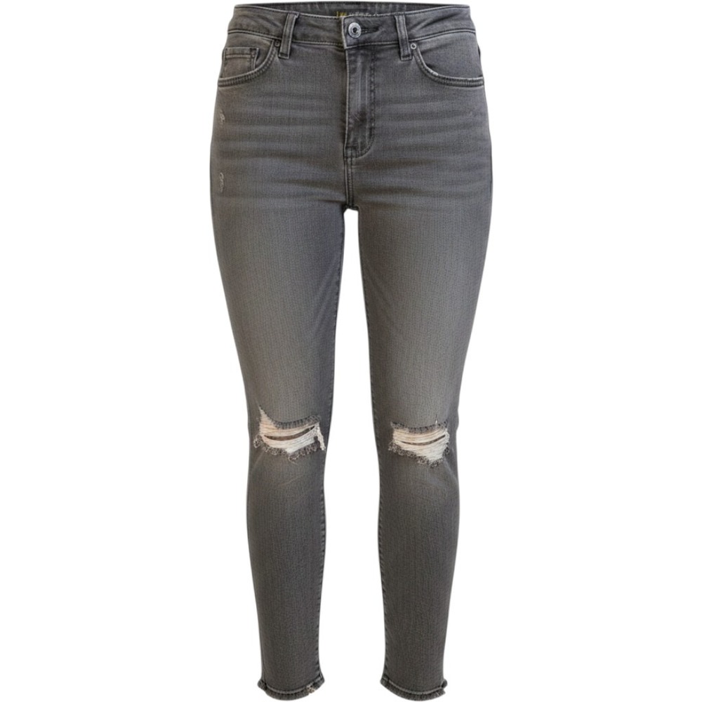 Lee Regular Fit Mid Rise‎ Straight Leg Distressed Black Denim Jeans Size 30